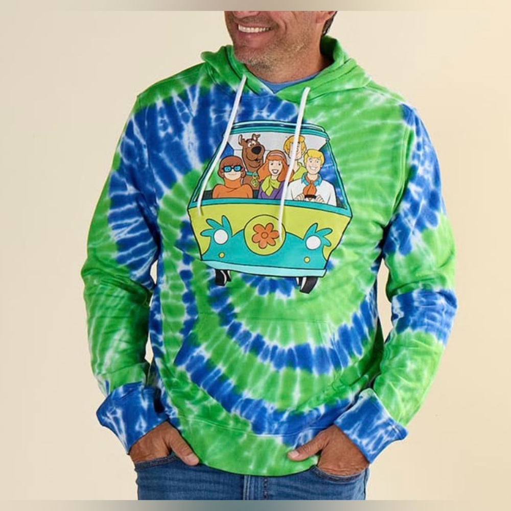 SCOOBY TIE-DYE HOODIE MENS SIZE MEDIUM NWT